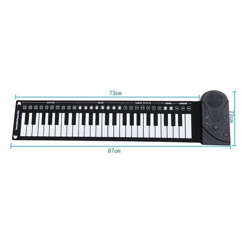 Medidas do piano aberto: 87 cm de comprimento e 22 cm de largura